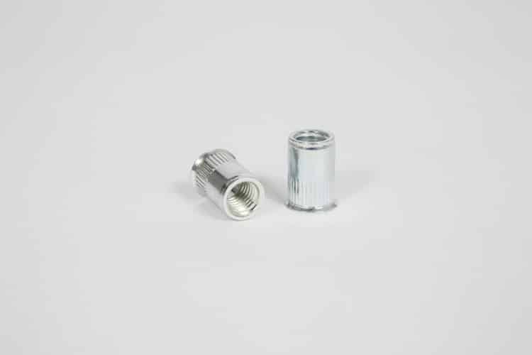 Zinc plated steel knurled reduced head threaded inserts